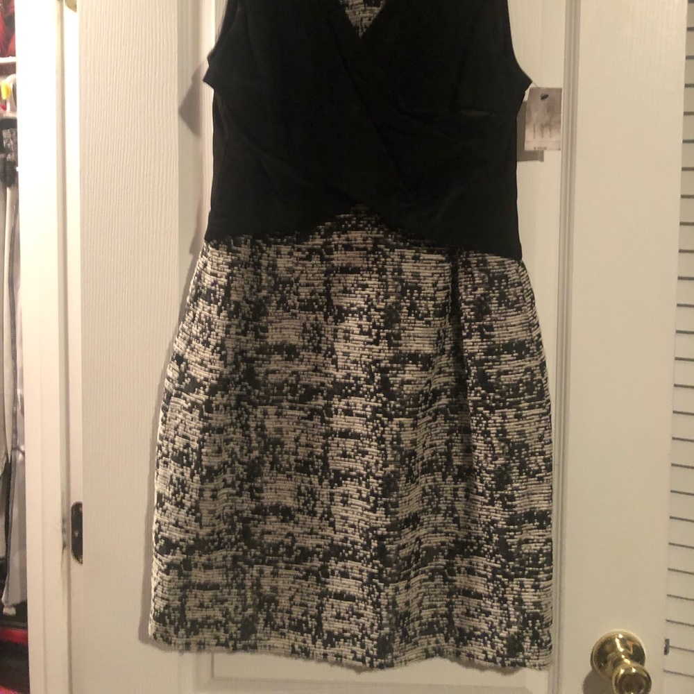 Black suede cross front Calvin Klein dress